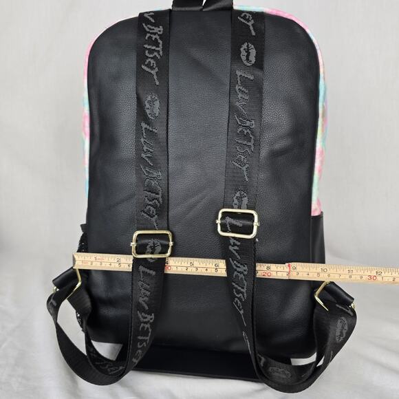Betsey Johnson Floral Backpack Pink Blue 14" x 10" x 4" - Picture 10 of 12